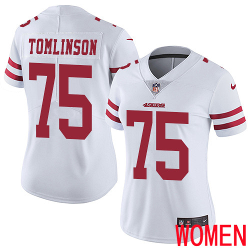 San Francisco 49ers Limited White Women Laken Tomlinson Road NFL Jersey #75 Vapor Untouchable->youth nfl jersey->Youth Jersey